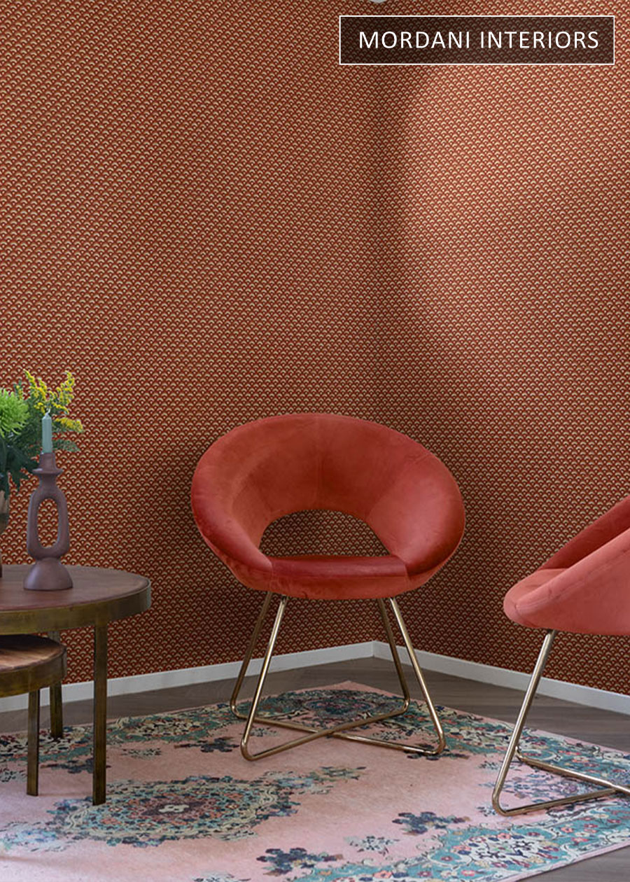 Gold Terracotta Self Design Belgium Wallpaper